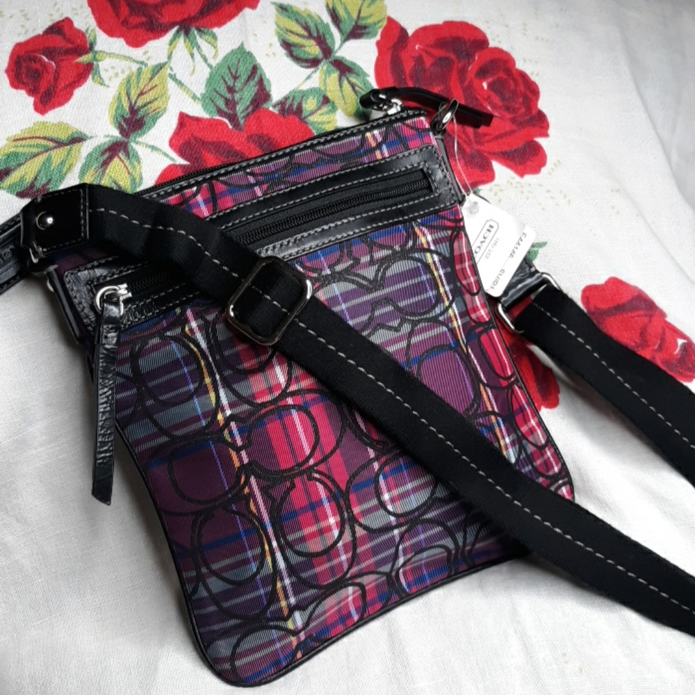 Coach Signature Stripe Tartan Crossbody